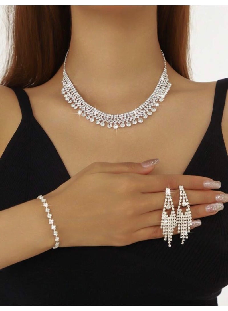 JewelryPalace Amazing Trendy Women's Zirconia Necklace And Earrings And Bracelet  Jewellery Set  - Image 1