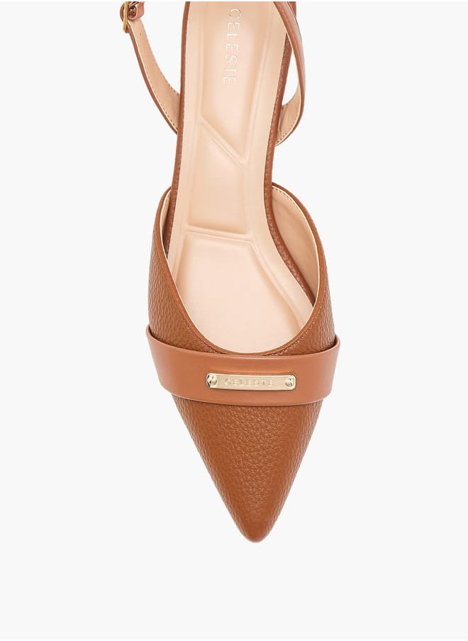 Celeste Women's Pointed Toe Block Heeled Shoes with Buckle Closure  - Image 4