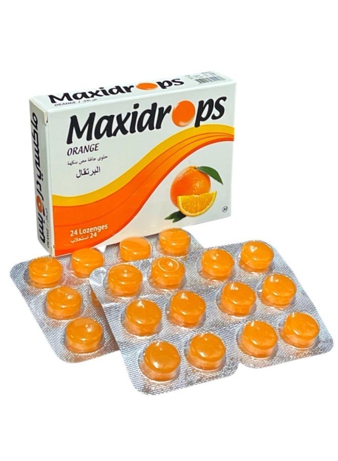 Maxidrops Orange Lozenges 24 Pieces - Image 1