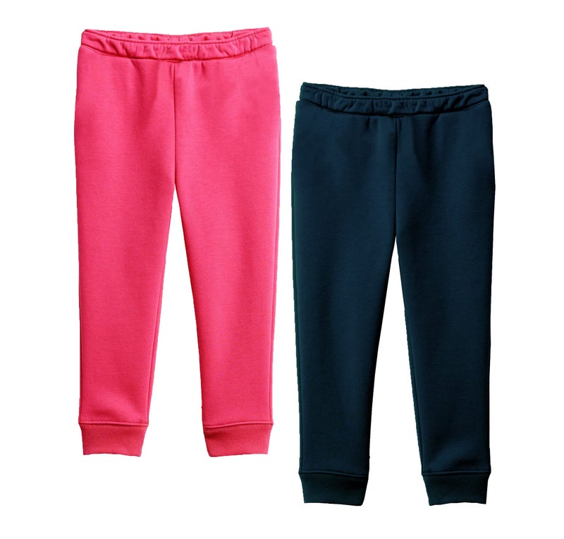 Kuchipoo Girls Regular Fit Mid Rise Track Pants - Pack of 2 (KUC-LOW-130, Pink & Navy, 12-13 Years) - Image 2