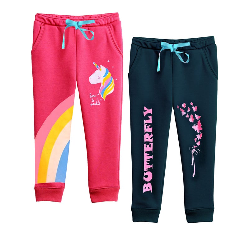 Kuchipoo Girls Regular Fit Mid Rise Track Pants - Pack of 2 (KUC-LOW-130, Pink & Navy, 12-13 Years) - Image 5