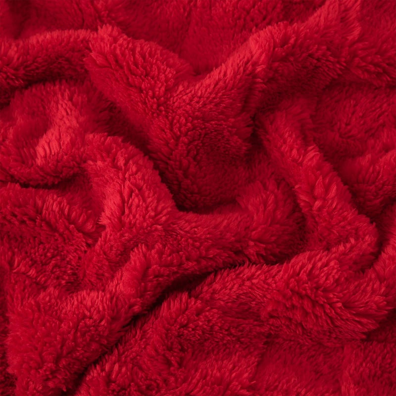 Linecooo Red Fleece Throw Blanket 50â€Ã—60â€ for Couch Sofa Bed,Super Soft Cozy Plush Microfiber Flannel Blanket with 3D Checkered Design Lightweight Decorations for Adults,Woman,Girls - Image 5