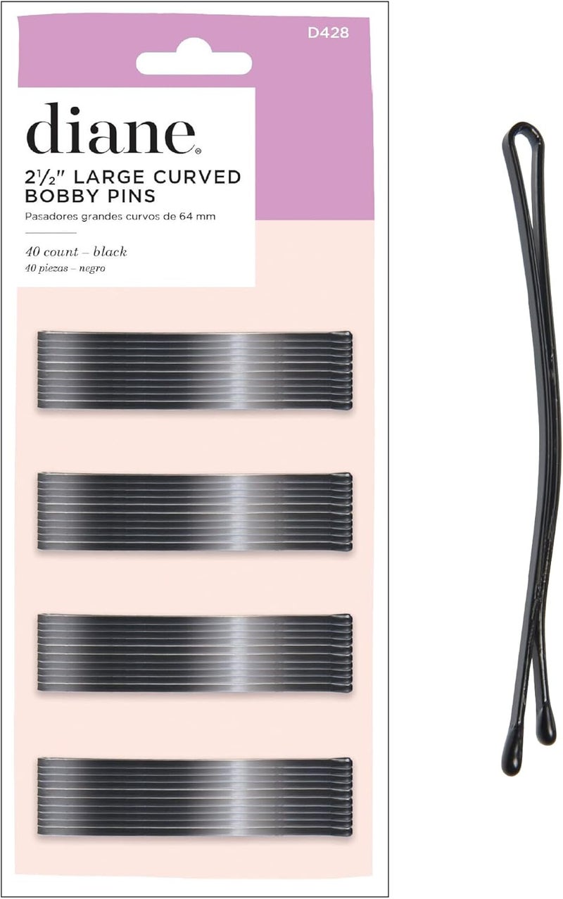 Diane 2.5 Inch Large Curved Bobby Pins - 40 Count Black Hair Accessories - Image 1