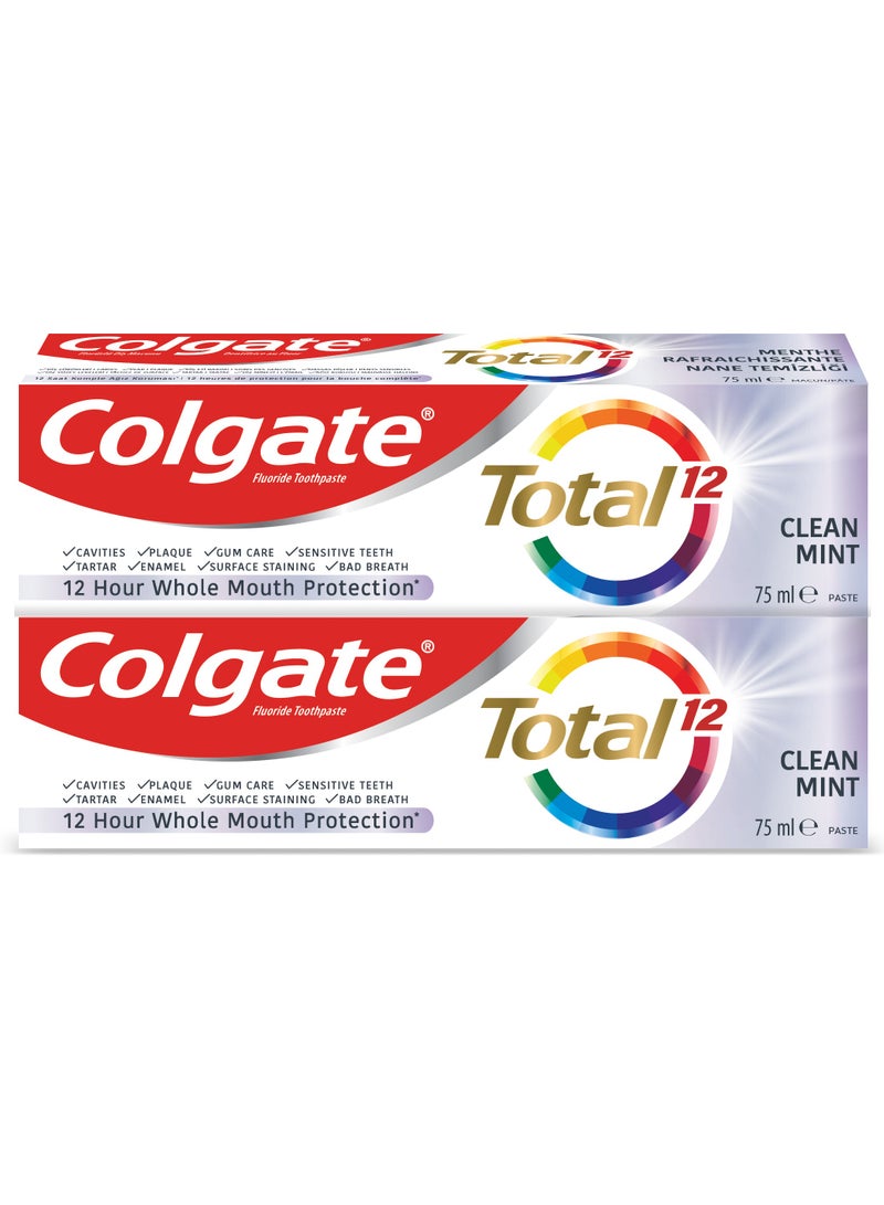Colgate Toothpaste Total Clean Mint 12hr Protection  Pack Of 2  - Image 1