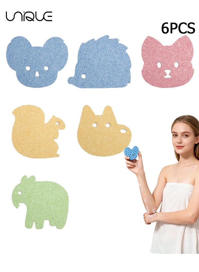 Unique 6 Pcs Baby Sponges for Bath Cute Baby Bath Sponge for Bath Newborn Kids Animal Shapes Natural Baths Massage Sponges Baby Accessories Gentle on Newborn and Toddler Skin - Image 1