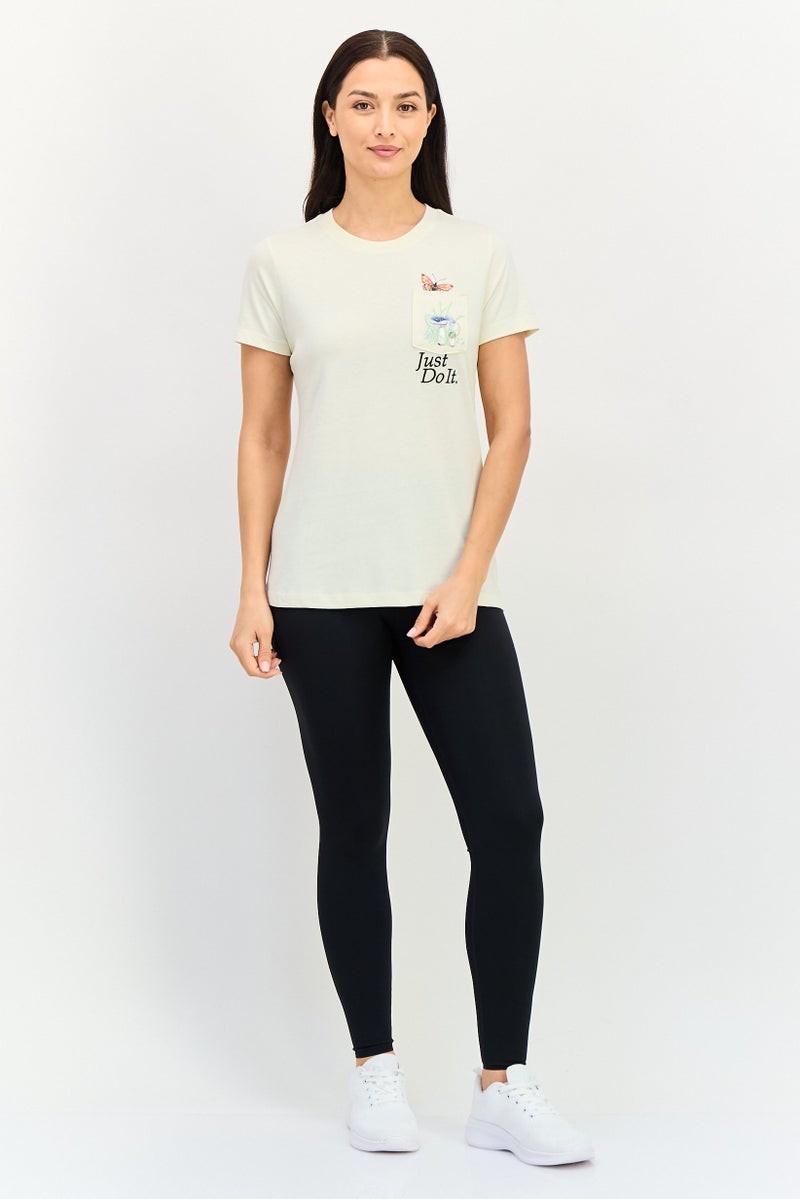 Nike Women Sportswear Fit Short Sleeve Graphic Print Outdoor T-Shirt, Off White - Image 4