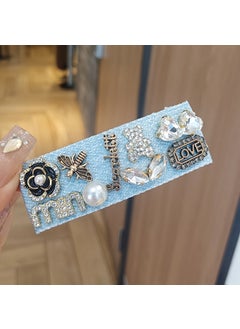 Denim Blue Hairclip Korean Style Pearl Rhinestone min flower bee