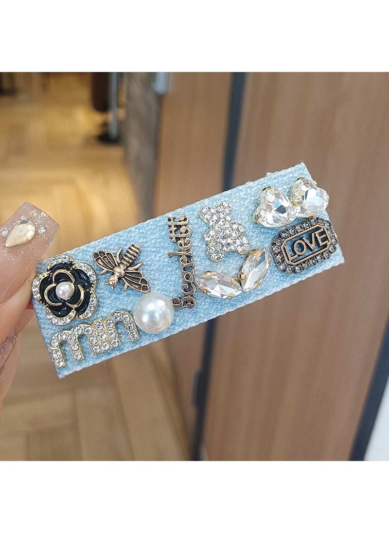 Generic - Denim Blue Hairclip Korean Style Pearl Rhinestone min flower bee - Image 1