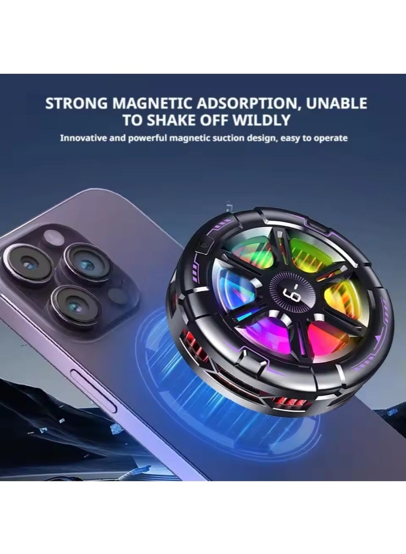 Mobile Phone IPad Radiator Magnetic Mobile Phone Tablet 27W Radiator Suitable For Apple Samsung Huawei Xiaomi Compatible With Steam Deck Magnetic Semiconductor Radiator With Temperature Display Radiator Suitable For Mobile Games Tiktok live Broadcast  - Image 3