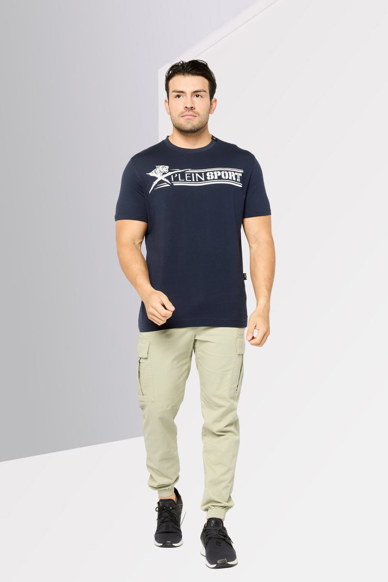PHILIPP PLEIN Plein Sport Men Sportswear Fit Short Sleeve Outdoor T-Shirt, Navy - Image 2