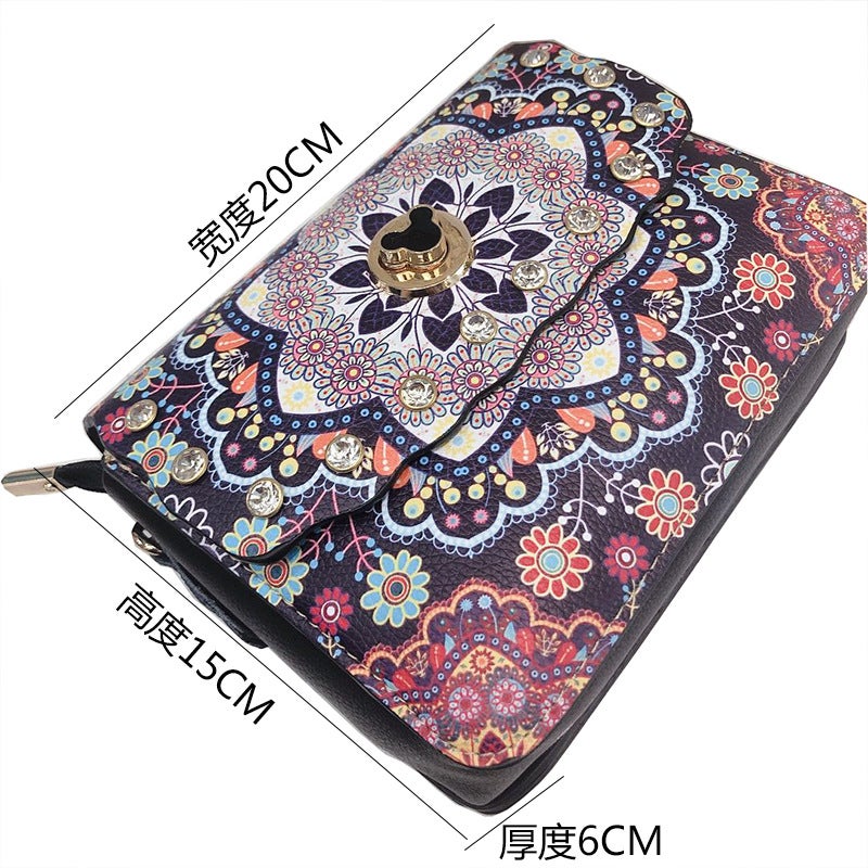 2021 New Style Lock Ethnic Style Horizontal Crossbody Mobile Phone Bag Zipper Women'S Bag Shaping Retro Bag For Women - Image 5