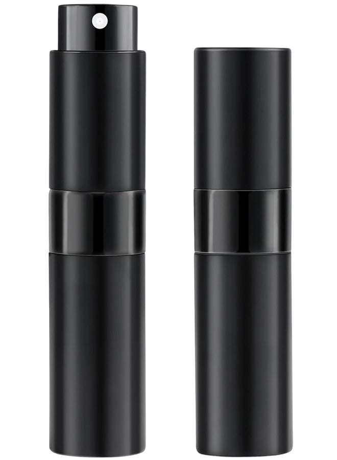 2 Pack 8ML Refillable Portable Perfume Atomizer Bottle, Travel Essential Spray Bottle, Holiday Gifts for Men, Women and Teens - Black - Image 1