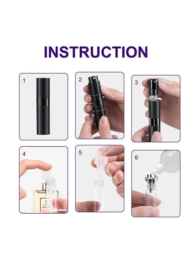 2 Pack 8ML Refillable Portable Perfume Atomizer Bottle, Travel Essential Spray Bottle, Holiday Gifts for Men, Women and Teens - Black - Image 4