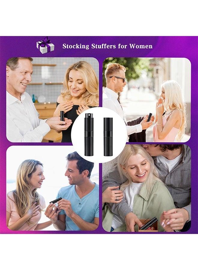 2 Pack 8ML Refillable Portable Perfume Atomizer Bottle, Travel Essential Spray Bottle, Holiday Gifts for Men, Women and Teens - Black - Image 3