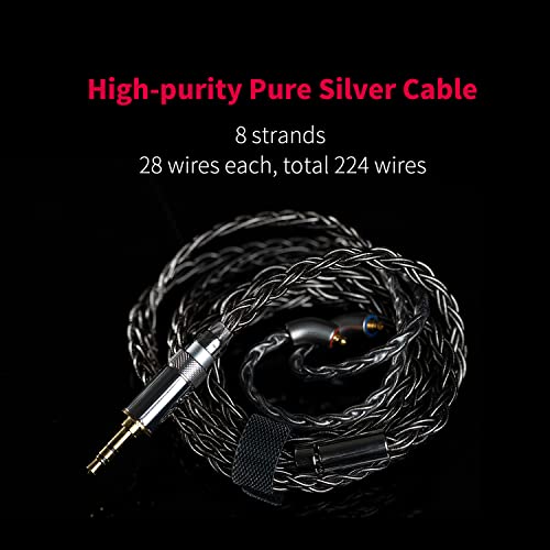 FiiO FH9 Headphones Earphone Wired High Resolution Over-The-Ear 1DD+6BA Detachable Cable Deep Bass Comes with 2.5/3.5/4.4mm Swappable Plugs for Smartphone/PC/Players/Home Audio(Titanium) - Image 4