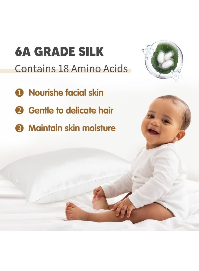 OLESILK Toddler 100 Mulberry Silk Pillowcase Breathable Soft Smooth for Nursery Kids Night Sleeping Silk Travel Pillow Cases with Hidden Zipper 1 Pack Ivory 13x18 - Image 4