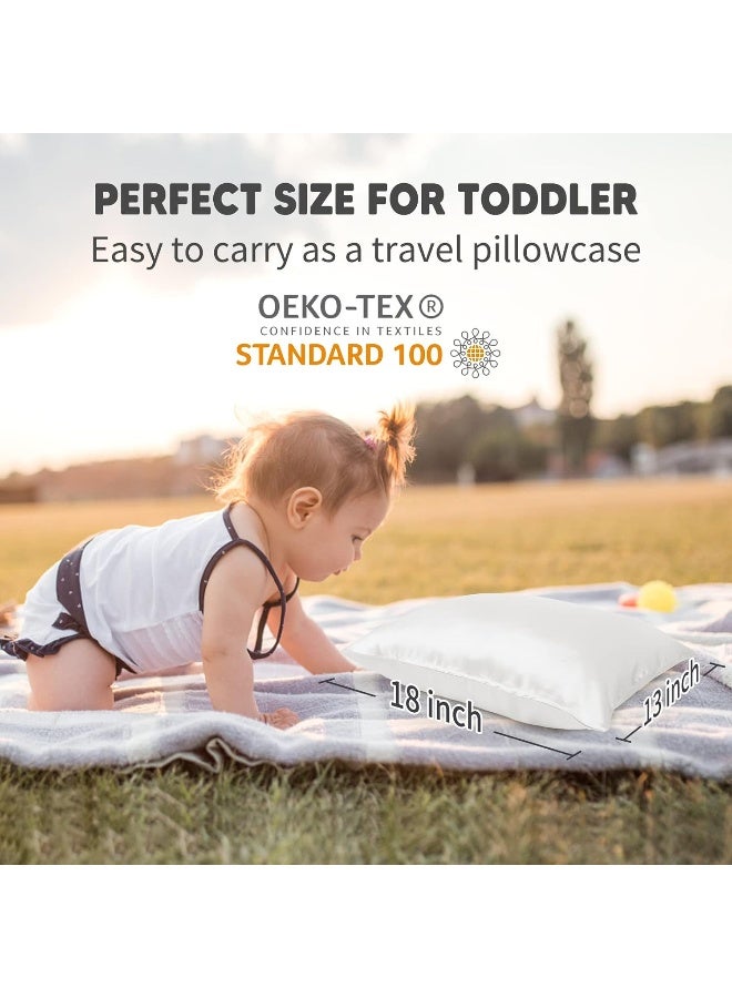 OLESILK Toddler 100 Mulberry Silk Pillowcase Breathable Soft Smooth for Nursery Kids Night Sleeping Silk Travel Pillow Cases with Hidden Zipper 1 Pack Ivory 13x18 - Image 3
