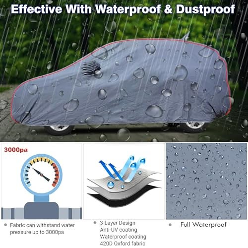 AUTOBIRSA Waterproof Car Cover Compatible with Tata Curvv EV Free Bag and Mirror with Antenna Pocket, 100% All Weather Proof Cover with Custom Fit Grey Colour. - Image 5