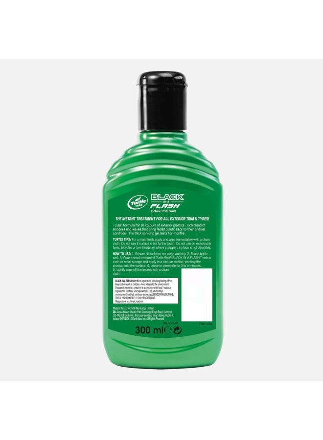Turtle wax Black In A Flash Trim & Tire Gel Long-Lasting Shine Uv Protection Repels Water & Dirt 300 ML - Image 2