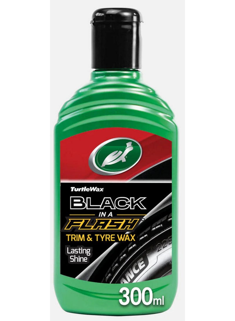 Turtle wax Black In A Flash Trim & Tire Gel Long-Lasting Shine Uv Protection Repels Water & Dirt 300 ML - Image 1