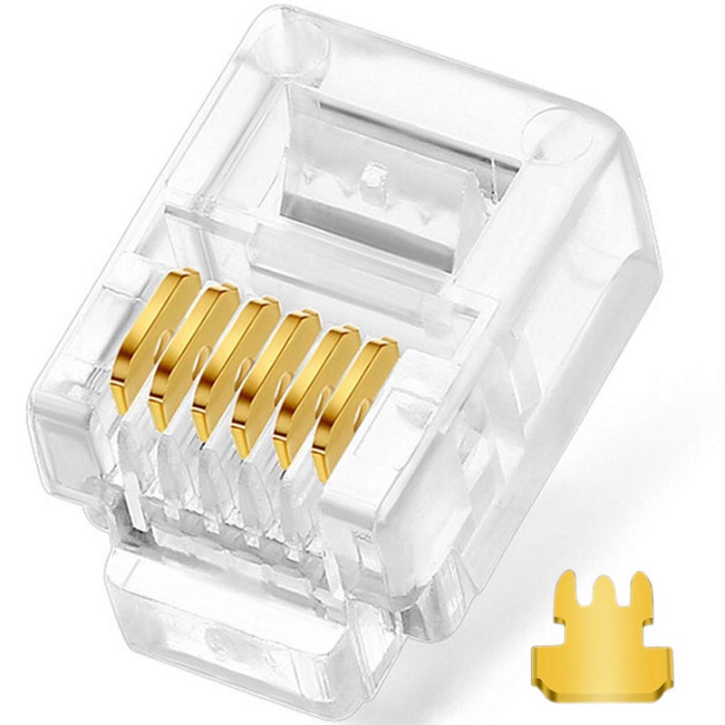 NECABLES 20Pack Telephone Modular Plug RJ11/RJ12 6P6C Connector for Phone Line Cord (Compatible with Both Solid and Stranded Wire) - Image 1