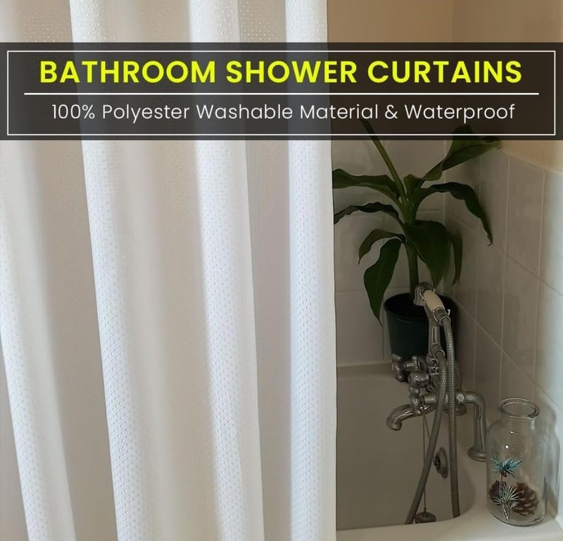 Waterproof Shower Curtain 180x240cm, Waterproof and Mildew Proof Shower Curtain, Washable Thick Bathtub Curtain with Hanging Loops, Ideal for Home and Hotels - [White] - Image 3