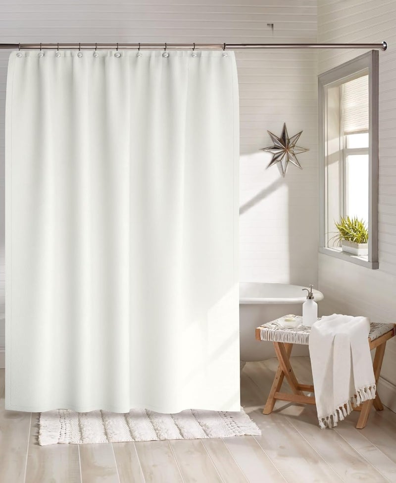 Waterproof Shower Curtain 180x240cm, Waterproof and Mildew Proof Shower Curtain, Washable Thick Bathtub Curtain with Hanging Loops, Ideal for Home and Hotels - [White] - Image 1