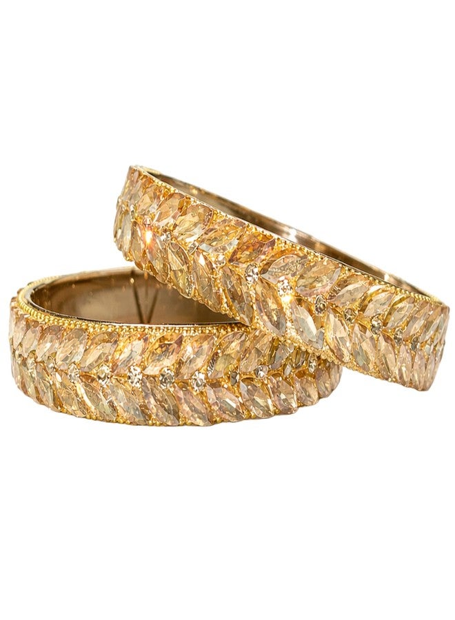 Kailash Creation Traditional Royal Gold Plated American Diamond Designer Kada Bracelet Bangle Jewellery Set for Women & Girls | Latest Stylish Party_wear Kada | For gifting on birthdays, anniversaries and weddings (2.8) - Image 1