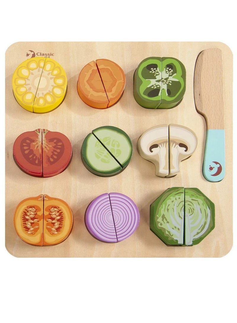 Classic World Cutting Vegetables Puzzle – Fun and Educational Wooden Play Set for Kids, Includes Pretend Cutting Vegetables, Ideal for Toddlers and Preschoolers - Image 1