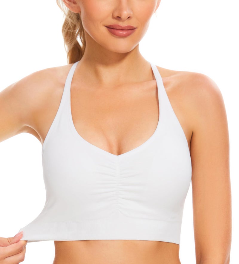 GXXGE Y Back Sports Bras for Women High Impact Spaghetti Thin Strap Fitness Gym Activewear Workout Yoga Bra Black Grey Navy White X-Large - Image 4