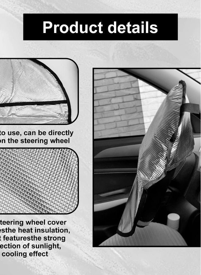 Upgraded Steering Wheel Sun Shade Cover, 3-Layer Foil Cooling Design, Block UV Rays and Keep Your Steering Wheel Cool in Summer, Universal Fit for Cars, Trucks, SUVs - Image 2