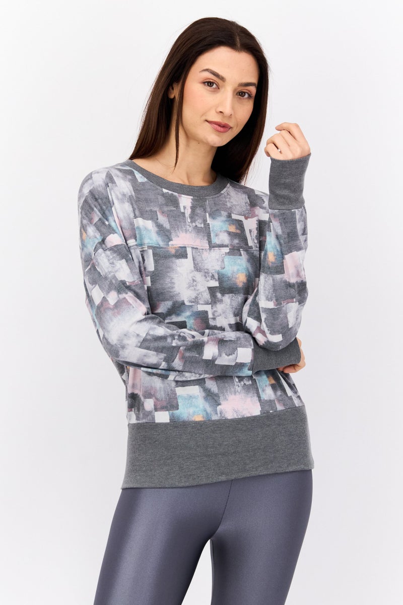 Tahari سويت شيرت تدريب طويل الأكمام للنساء من تاهاري سبورتس، متعدد الألوان - Image 1