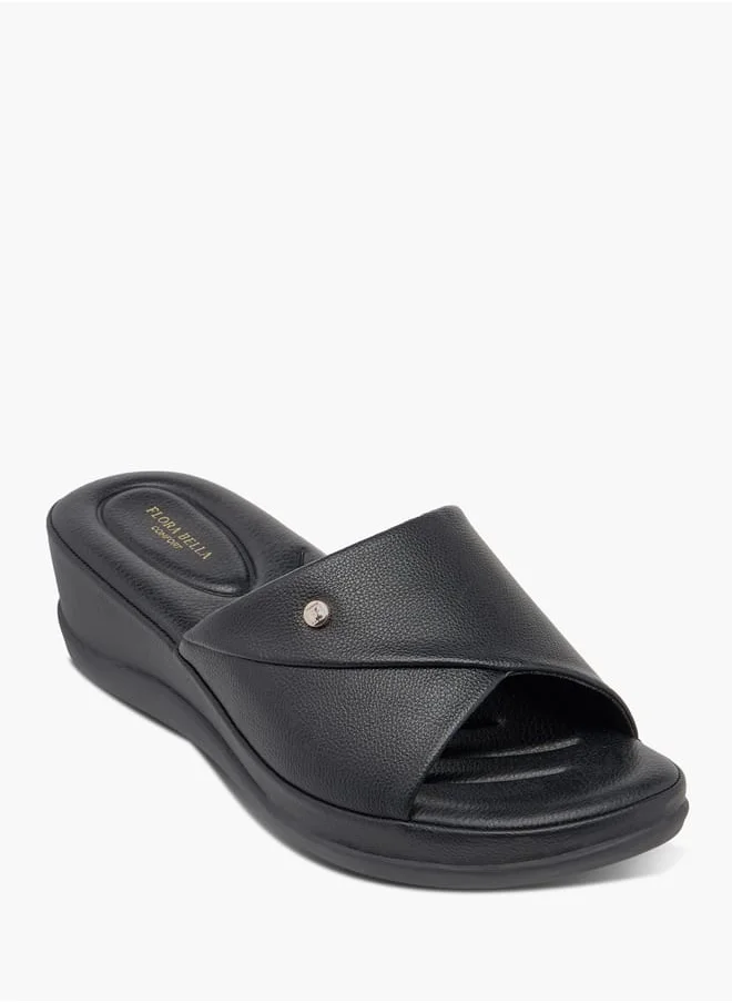 فلورا بيلا من شو إكسبرس Women Monogram Print Slip-On Sandals with Wedge Heels