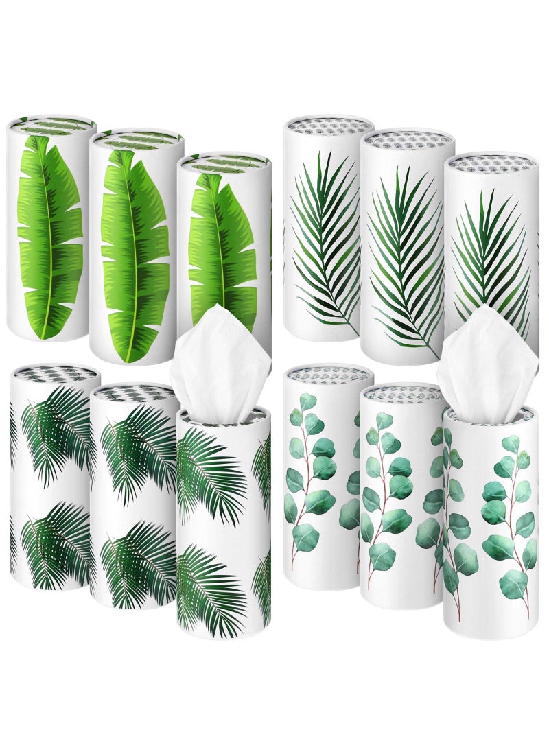 Cunhill Cunhill 12 Pieces Cylinder Car Tissues Boxes Printed Car Napkins Round Disposable Tissues Boxes Travel Facial for Cup Holder Bohemia Style 