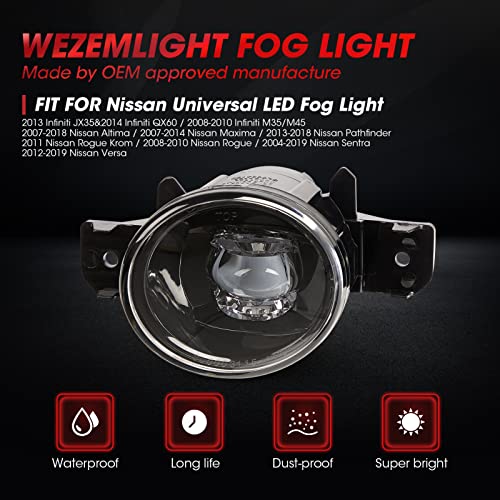 WEZEMLIGHT New Version LED Fog Light Replacement For 2004-2018 Nissan Sentra /11-14 Nissan Maxima/07-up Altima Sedan/ 14-16 Rogue/ 08-10 Infiniti M35/M45/10-11 G37 1-Pair (Includes harness switches) - Image 4