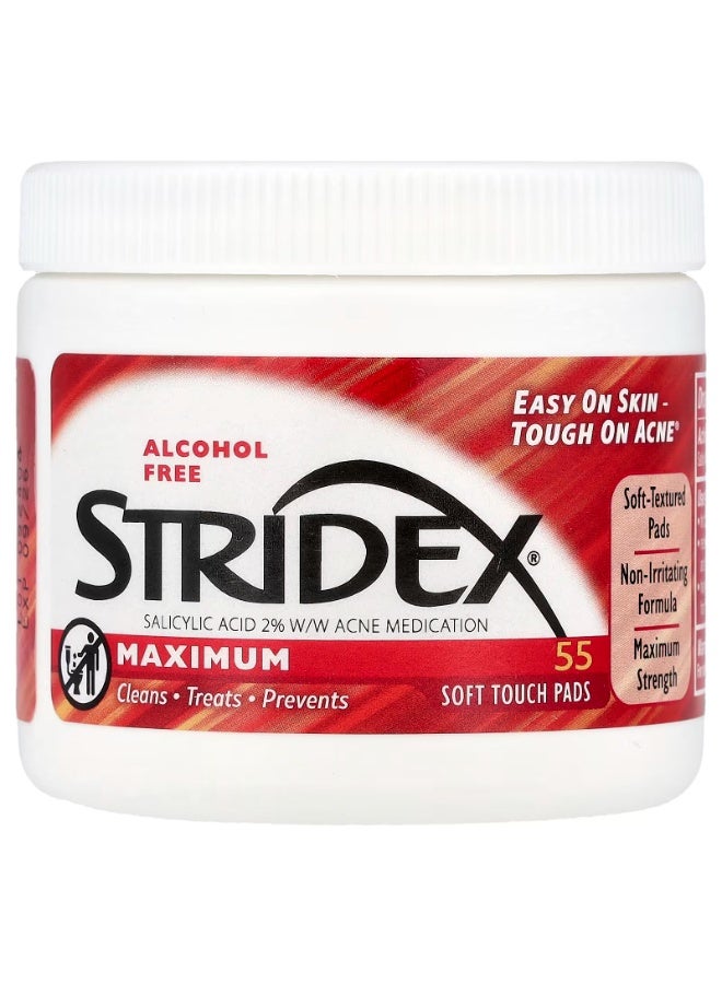 Stridex, Maximum, Alcohol Free, 55 Soft Touch Pads - Image 1