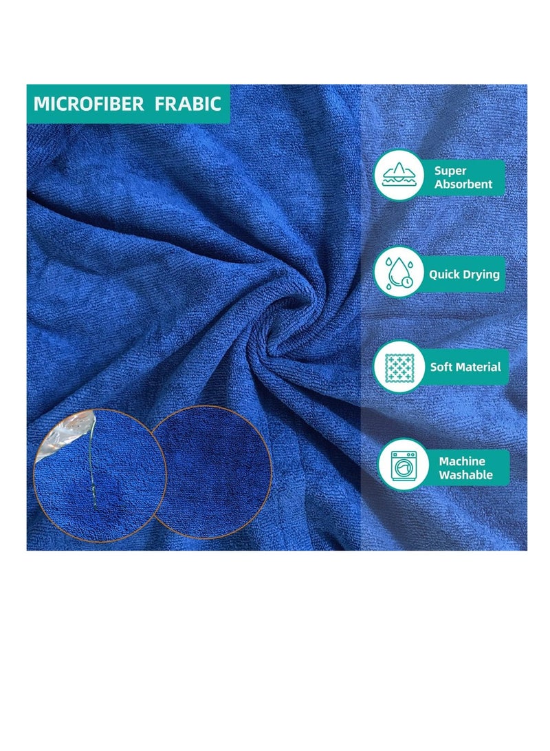KASTWAVE Dog Drying Coat, Bathrobe Towel, Microfibre Fast Drying Super Absorbent Pet Dog Cat Bath Robe Towel, Pet Quick Drying Moisture Absorbing with Adjustable Collar and Waist, Blue, 1 Pcs  - Image 3