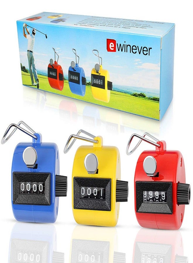 ewinever 3-Pack Handheld Tally Counter 4 Digit Mechanical Palm Clicker Counter, Number Counter/Pitchers Scores Counter/Crochet Stitch Counters and Other Sport Event - Image 1