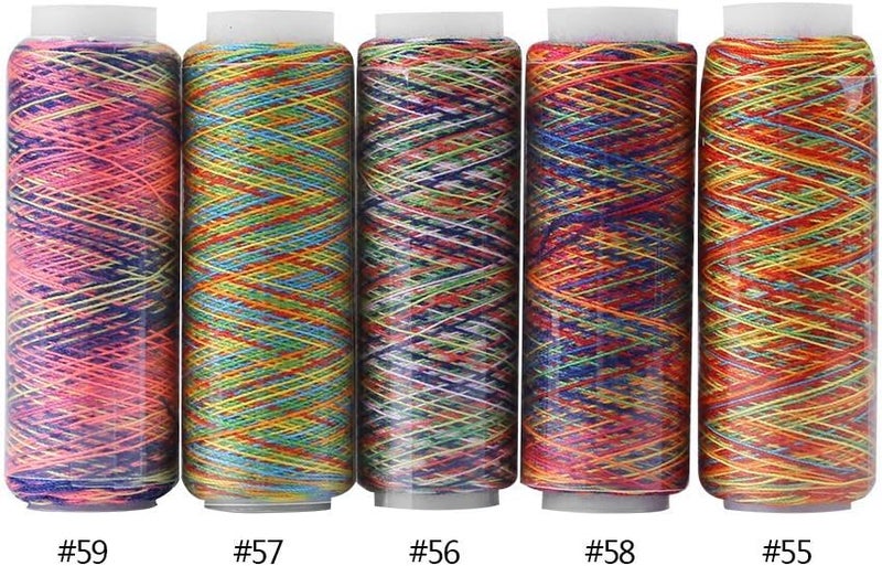 5pcs Multicolor Gradient Sewing Thread Spools for DIY Hand Machine Quilting Embroidery - Image 5