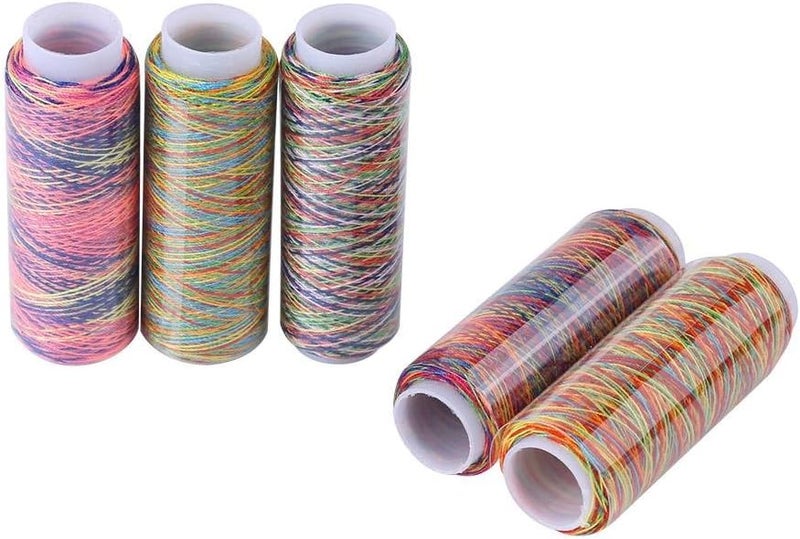 5pcs Multicolor Gradient Sewing Thread Spools for DIY Hand Machine Quilting Embroidery - Image 1