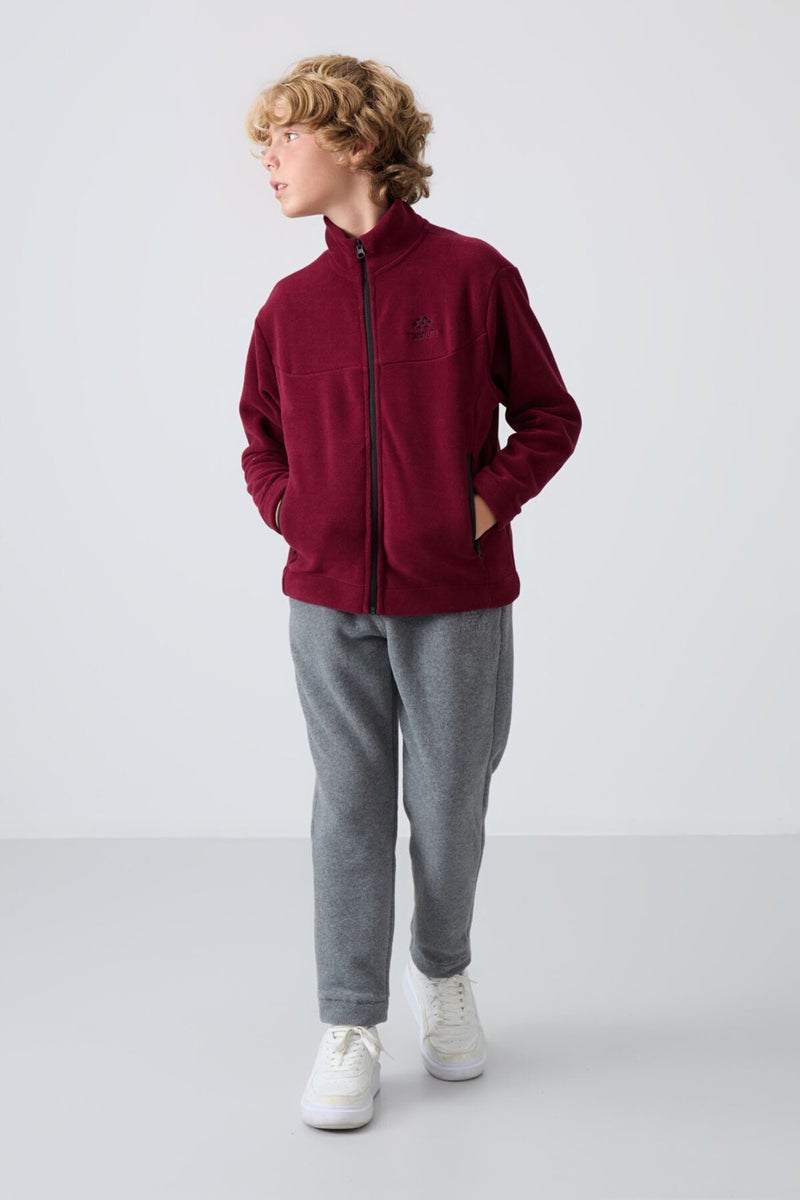 Tommy Life Erguvan Thick Soft Texture Standard Fit Embroidered Polar Fleece Boy's Sweatshirt - 11223  - Image 5