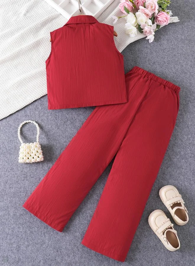 Take Two Girls Red Sleeveless Top and Pants Set