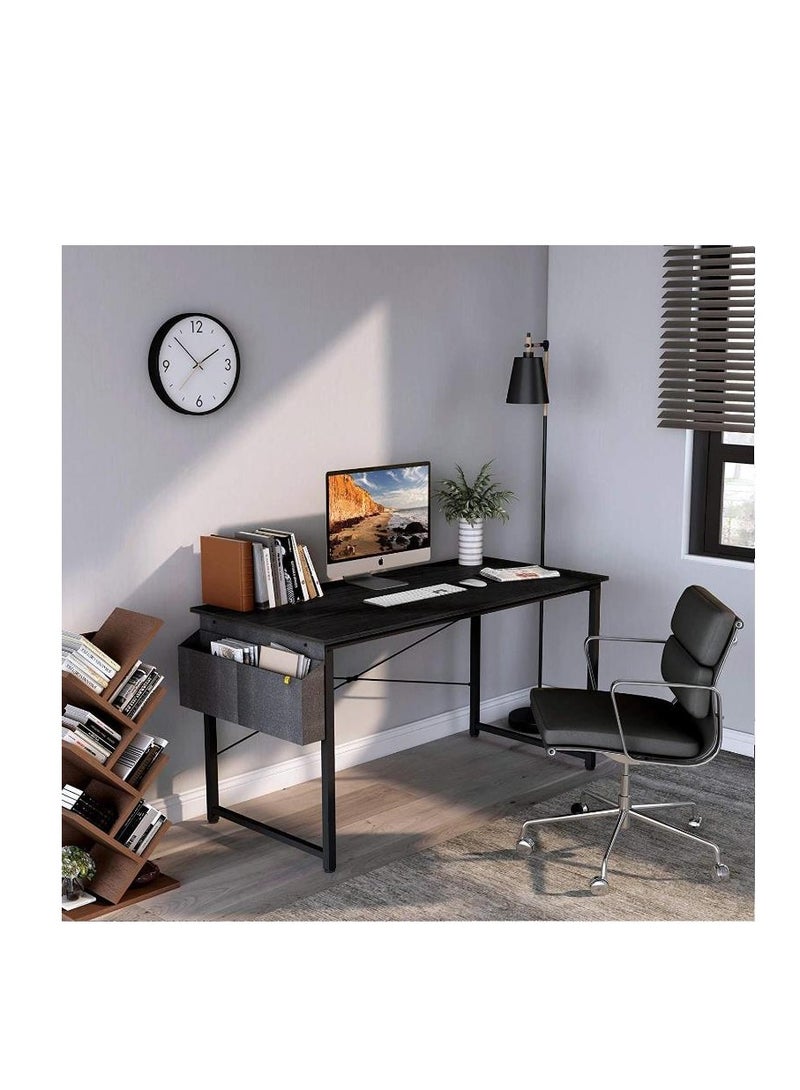 Golden Modern Computer Desk Sturdy Office Desk Simple Writing Desk Study Table with Storage Bag and Hook for Home Office Bedroom Living Room PC Laptop Notebook Table (100 * 50cm, Black) - Image 5