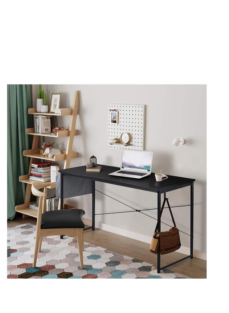 Golden Modern Computer Desk Sturdy Office Desk Simple Writing Desk Study Table with Storage Bag and Hook for Home Office Bedroom Living Room PC Laptop Notebook Table (100 * 50cm, Black) - Image 3