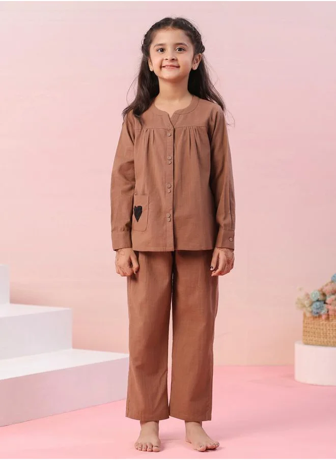 sanskrutihomes Heart Patch Detail Top & Pyjama Set by Styli
