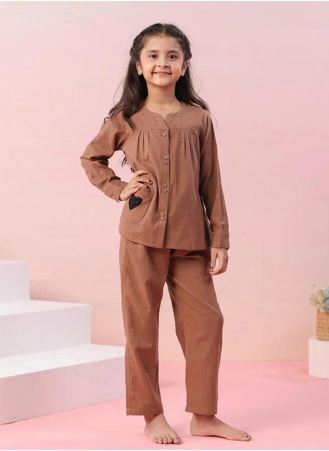 sanskrutihomes Heart Patch Detail Top & Pyjama Set by Styli