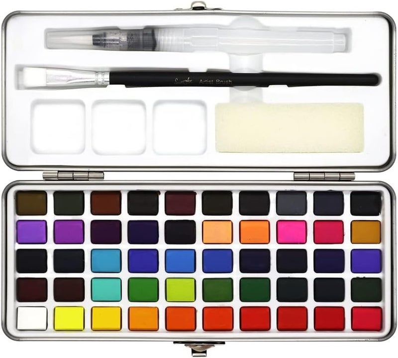 53ARTS 45 Colors Solid Watercolor Paint Set Portable Sketch Watercolor Sketch Watercolor Set Box