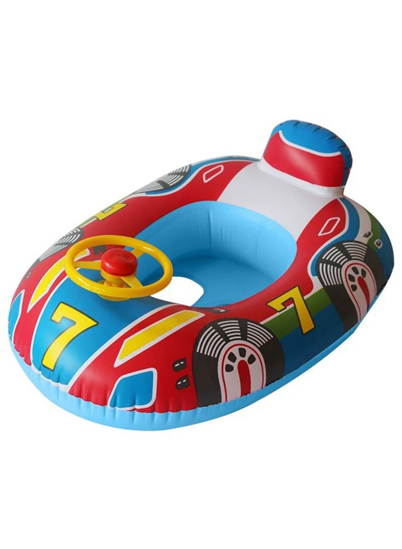 CMGTYYD Baby Pool Float with 3D Car Design, Heavy Duty PVC Baby Swim Float, Toddler Pool Float, Swimming Floats Seat Boat with Steering Wheel, for 0-4 Years Girl Boy - Image 1