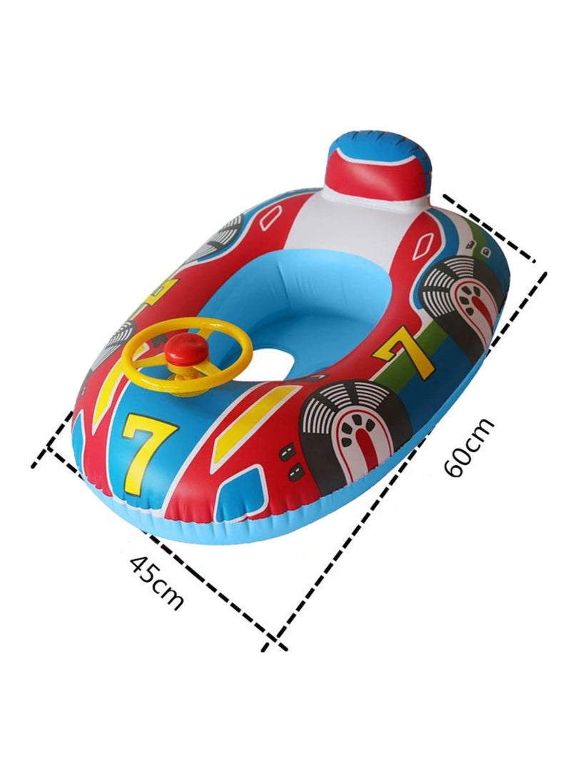 CMGTYYD Baby Pool Float with 3D Car Design, Heavy Duty PVC Baby Swim Float, Toddler Pool Float, Swimming Floats Seat Boat with Steering Wheel, for 0-4 Years Girl Boy - Image 2