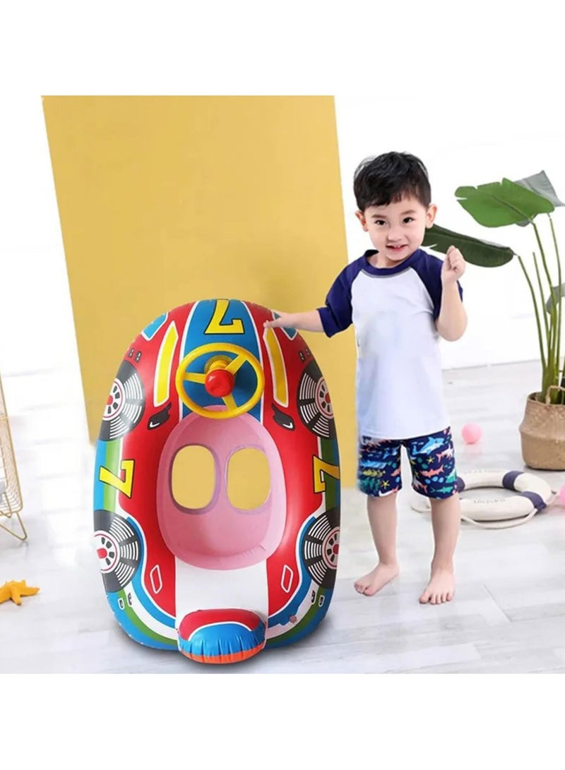 CMGTYYD Baby Pool Float with 3D Car Design, Heavy Duty PVC Baby Swim Float, Toddler Pool Float, Swimming Floats Seat Boat with Steering Wheel, for 0-4 Years Girl Boy - Image 3